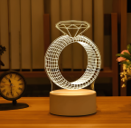 GearUP Acrylic Multicolor Night Lamp White (Diamond Ring